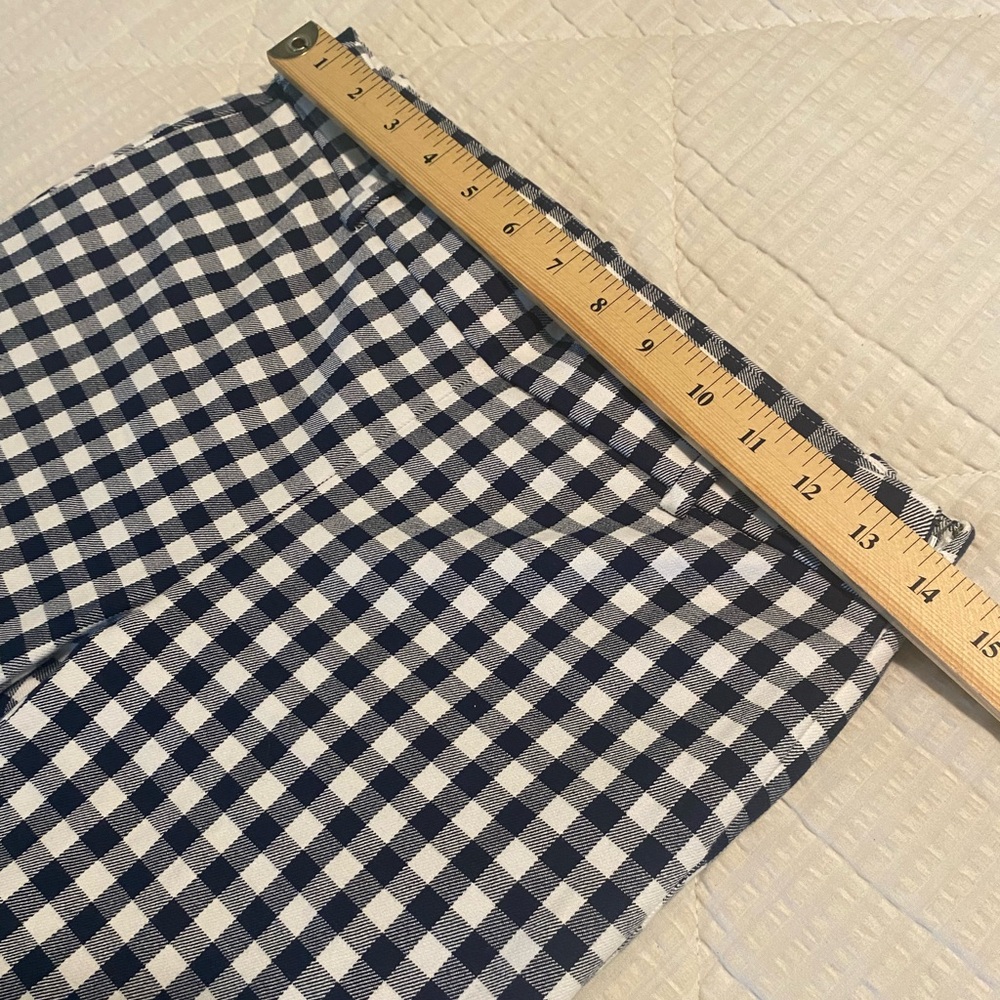 J. Crew Factory Navy Gingham Winnie Ankle Cotton Stretch Preppy Pants Size 0 - Picture 5 of 15